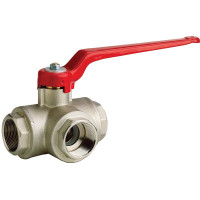 Nickel Chromium Plated Brass 3 Way Ball Valve T Port