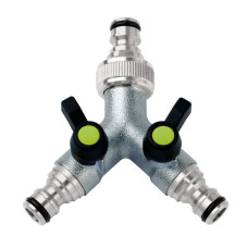 Garden Hose 2 Way Manifold QR Adaptors