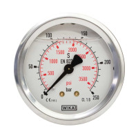 Wika High Pressure Gauge 0-400 Bar 63mm 1/4" Rear Entry 548402