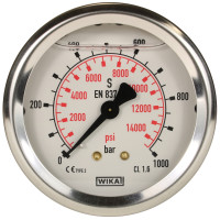 Wika High Pressure Gauge 0-1000 Bar Rear Entry 548631000