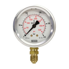 Wika High Pressure Gauge 0-100 Bar 63mm 1/4" Side Entry 549102