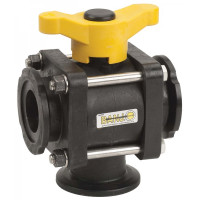 Banjo Polypropylene 3 Way Ball Valve L Port 9901-MV200BL (2" flanges, 1"1/2 ball i.d.) 