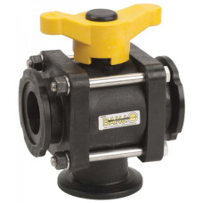 Banjo Polypropylene 3 Way Ball Valve L Port 9901-MV100BL (1" flanges, 1" ball i.d.)