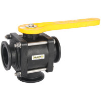 Banjo Polypropylene 3 Way Ball Valve L Port 9901-MV220BL (2" flanges, 2" ball i.d.)