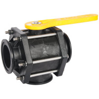 Banjo Polypropylene 3 Way Ball Valve L Port 9901-MV300BL (3" flanges, 3" ball i.d.)