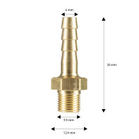 Hosetail Brass 1/8" Male 6mm 71000