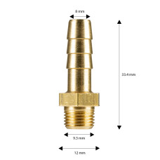Hosetail Brass 1/8" Male 8mm 71005