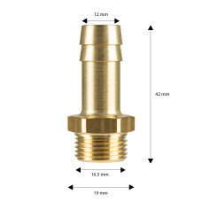 Hosetail Brass 3/8" Male 12mm 71060
