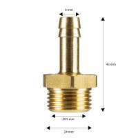 Hosetail Brass 1/2" Male 8mm 71070