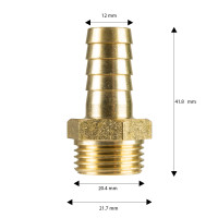 Hosetail Brass 1/2" Male 12mm 71080