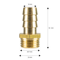 Hosetail Brass 1/2" Male 16mm 71085