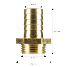 Hosetail Brass 3/4" Male 19mm 71100
