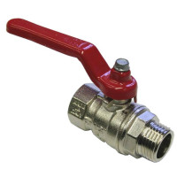 Suttner Ball Valve With Handel Nickel Plated Red 1/2"F 1/2"M GS1475